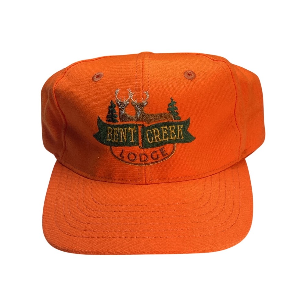 Bent Creek Lodge Snapback Hat Mens OSFA Orange Hunting Deer Gorpcore Vintage Hat